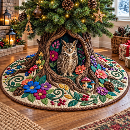 Woodland Owl Quilted Tree Skirt GFTOPND3178