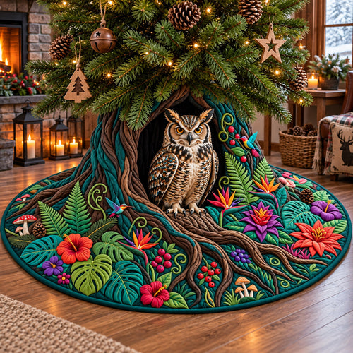Forest Owl Haven Quilted Tree Skirt GFTOPND3180