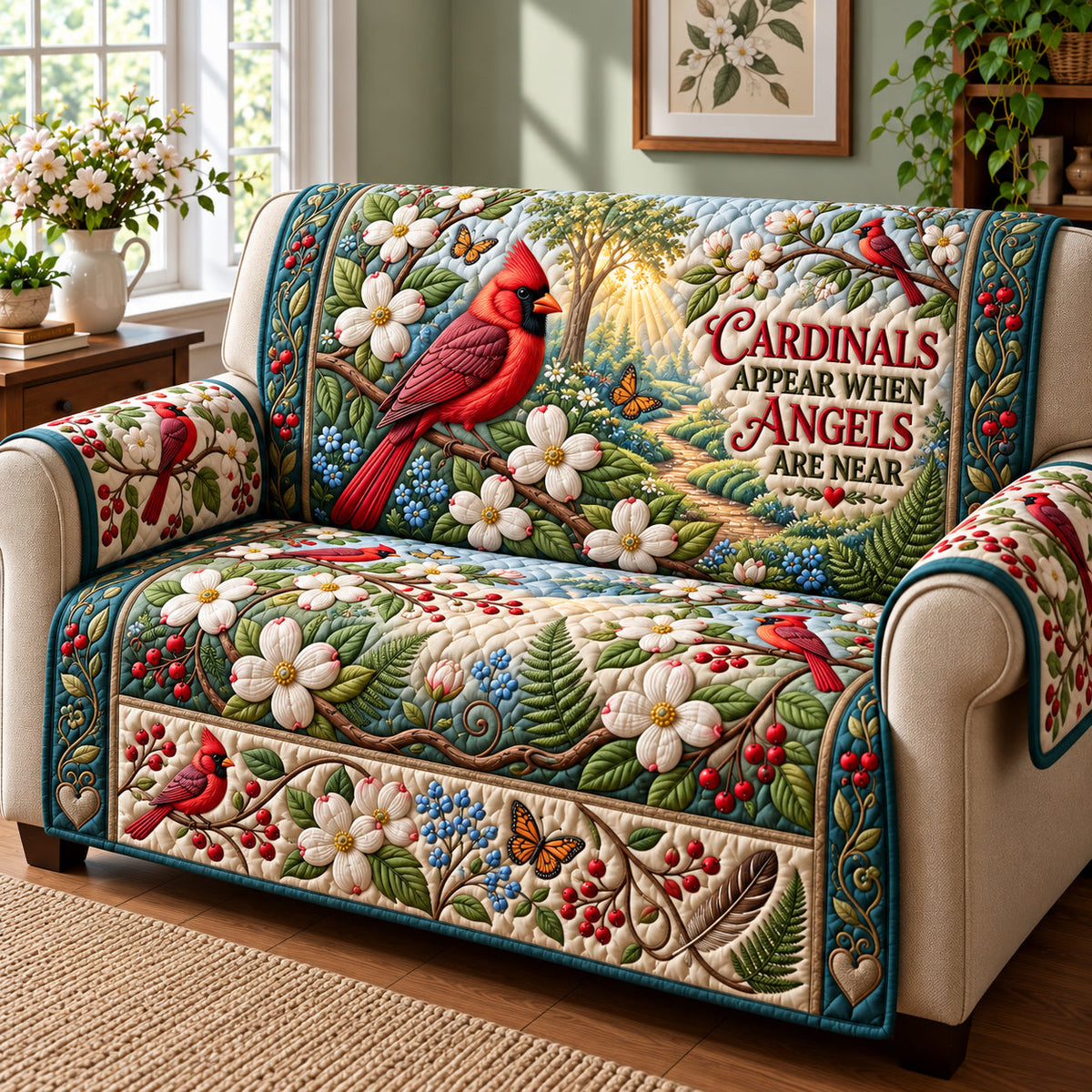 Heaven Garden Quilted Sofa Cover GFTOPND3231