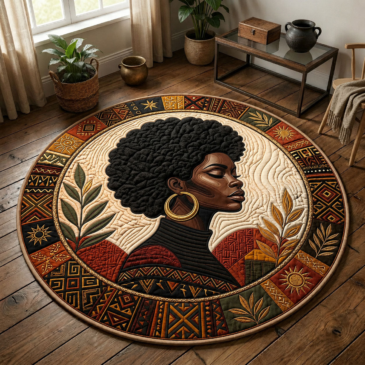 Melanin Queen Quilted Round Mat GFTOPND324