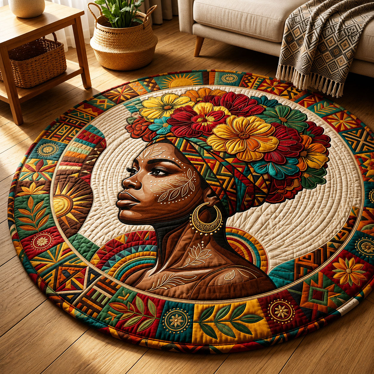 Melanin Queen Quilted Round Mat GFTOPND326