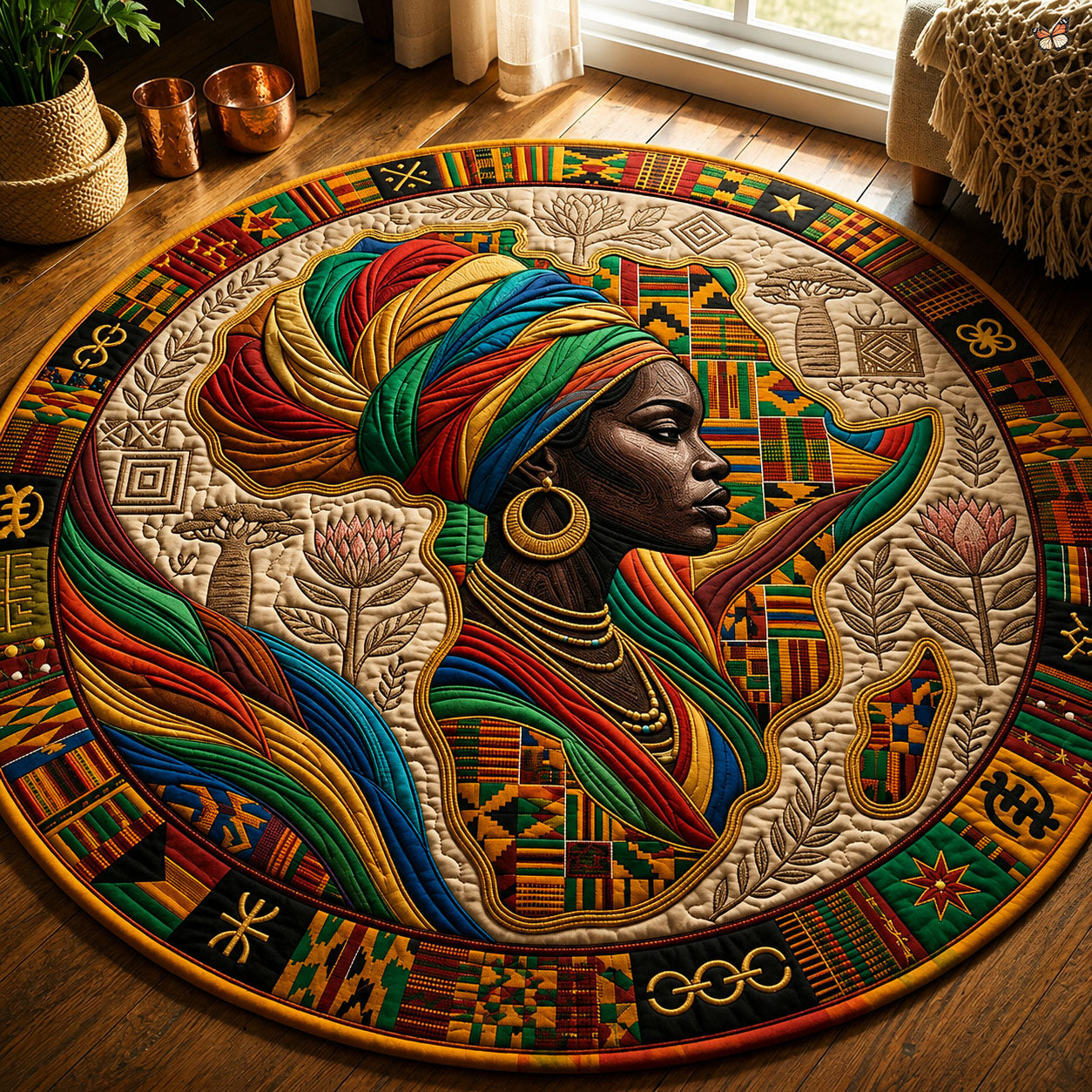 Melanin Queen Quilted Round Mat GFTOPND327