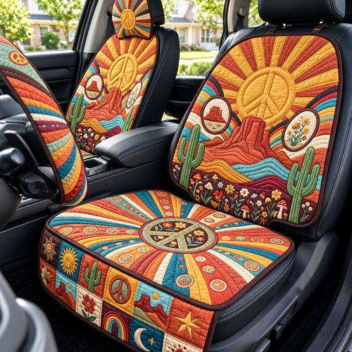 Desert Boho Peace Quilted Car Seat Protector GFTOPND3333