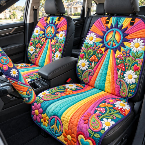 Rainbow Road To Peace Quilted Car Seat Protector GFTOPND3334