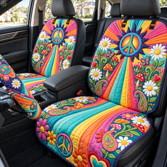 Rainbow Road To Peace Quilted Car Seat Protector GFTOPND3334