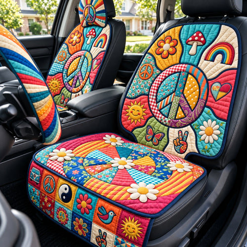 Patchwork Peace Carnival Quilted Car Seat Protector GFTOPND3335