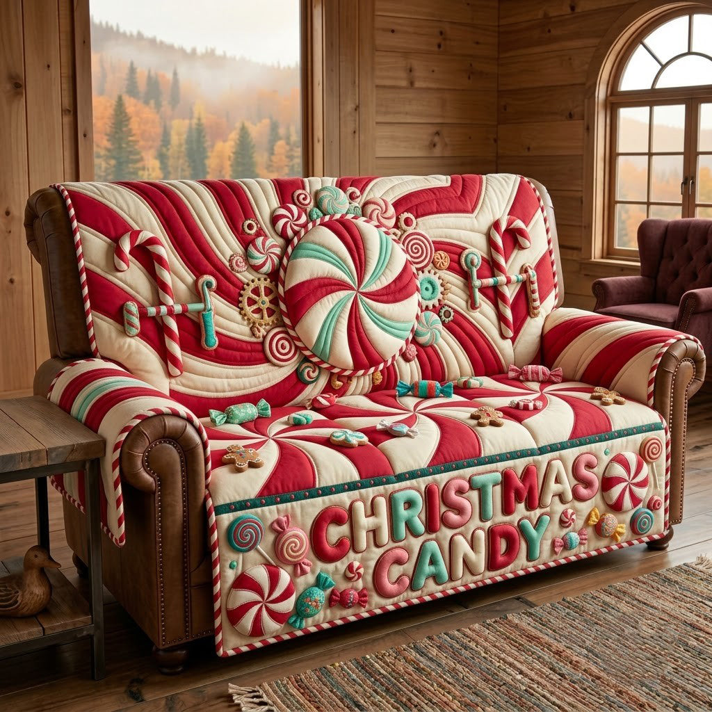 Christmas Candy Quilted Sofa Cover GFTOPND3336