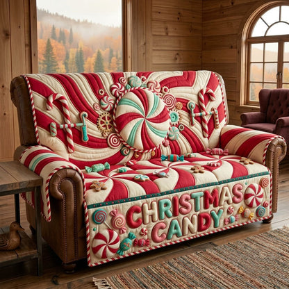 Christmas Candy Quilted Sofa Cover GFTOPND3336