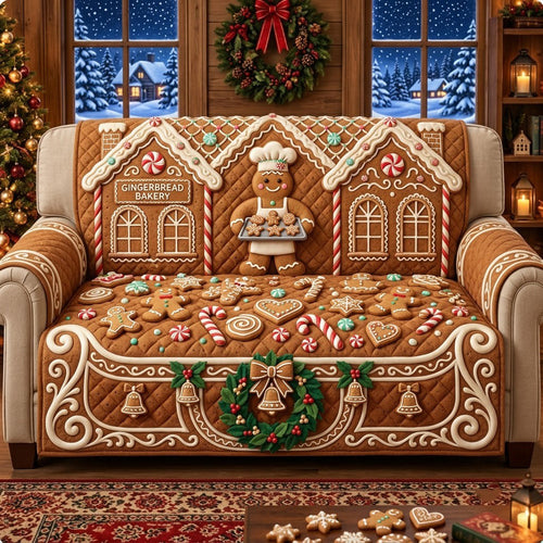 Gingerbread Bakery Quilted Sofa Cover GFTOPND3337