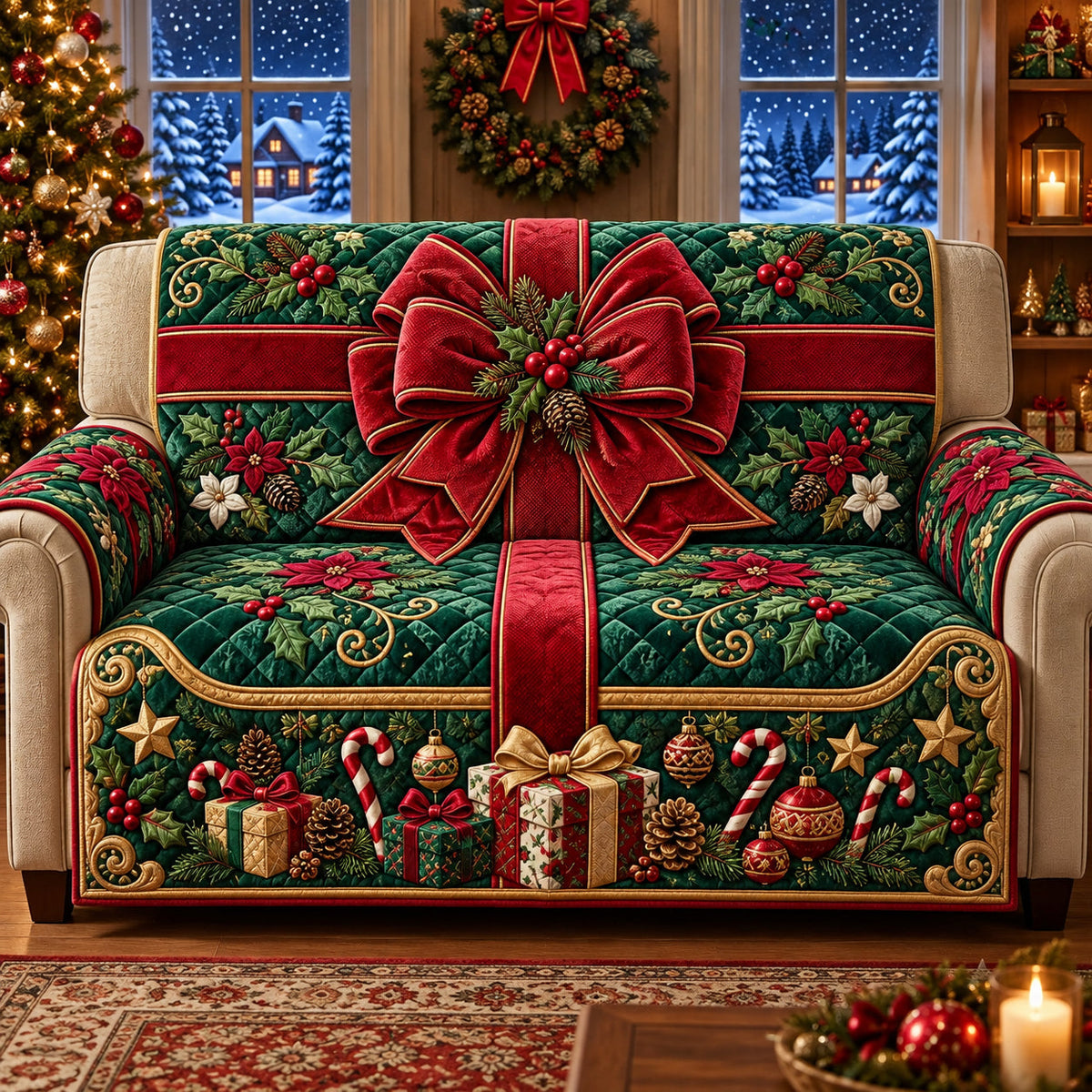 Christmas Gift Quilted Sofa Cover GFTOPND3342