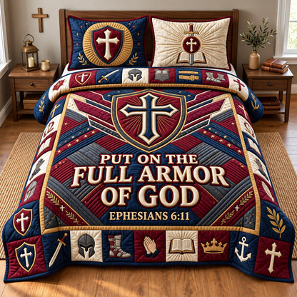 Full Armor Of God 3-Piece Quilted Bedding Set GFTOPND3368