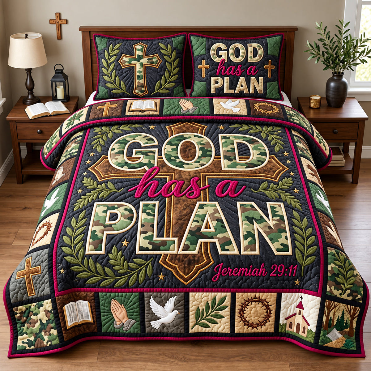 God Has A Plan 3-Piece Quilted Bedding Set GFTOPND3369