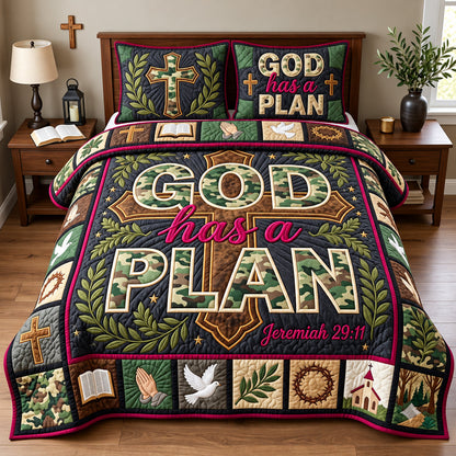 God Has A Plan 3-Piece Quilted Bedding Set GFTOPND3369