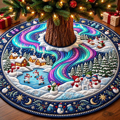 Snowman Northern Lights Wonderland Quilted Tree Skirt GFTOPND3372