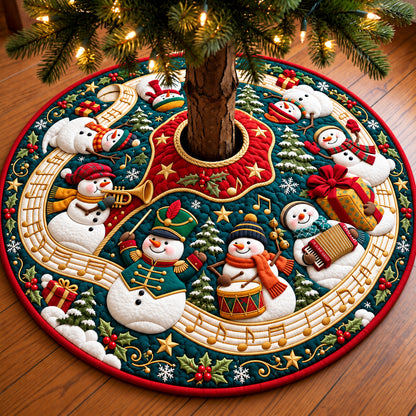 Snowman Christmas Band Quilted Tree Skirt GFTOPND3374
