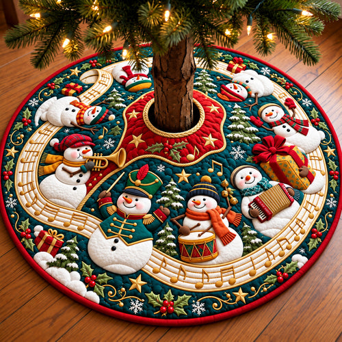 Snowman Christmas Band Quilted Tree Skirt GFTOPND3374