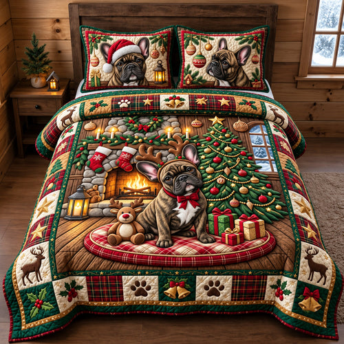 Cozy Bulldog 3-Piece Quilted Bedding Set GFTOPND3468
