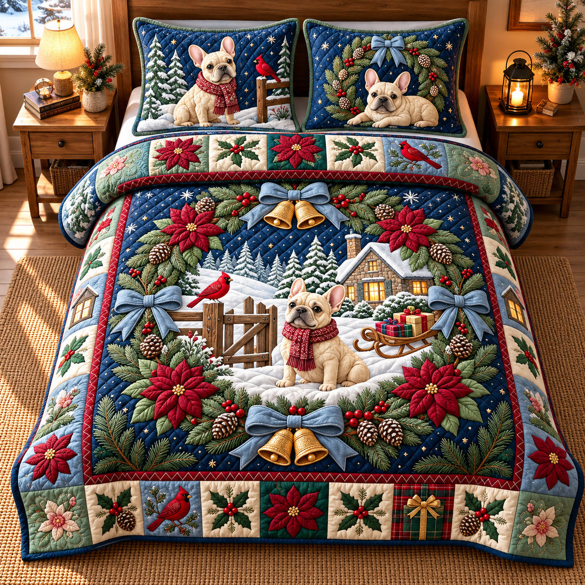 Fireside Bulldog 3-Piece Quilted Bedding Set GFTOPND3471