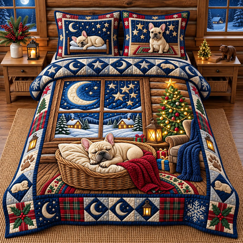 Snowy Bulldog 3-Piece Quilted Bedding Set GFTOPND3472
