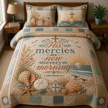 Shells Bible Quote 3-Piece Quilted Bedding Set GFTOPND365