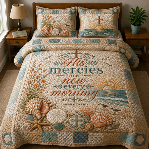 Shells Bible Quote 3-Piece Quilted Bedding Set GFTOPND365