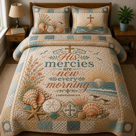 Shells Bible Quote 3-Piece Quilted Bedding Set GFTOPND365
