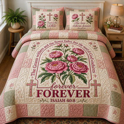 Bible Verse Floral 3-Piece Quilted Bedding Set GFTOPND371
