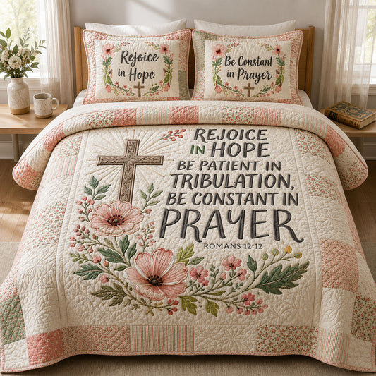 Bible Verse Floral 3-Piece Quilted Bedding Set GFTOPND374