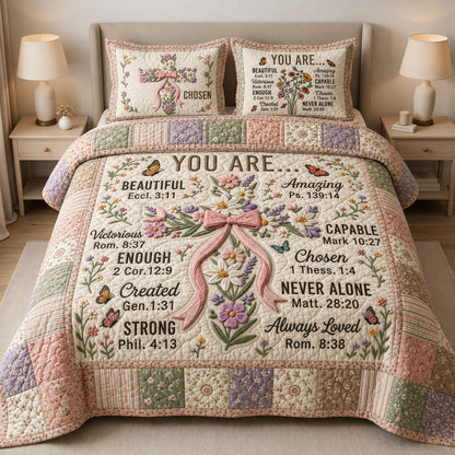 God Says Your Are 3-Piece Quilted Bedding Set GFTOPND377
