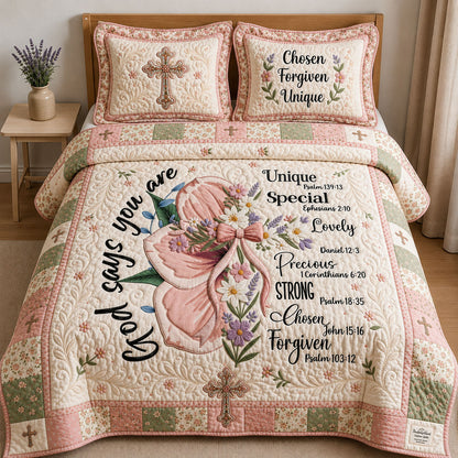 God Says Your Are 3-Piece Quilted Bedding Set GFTOPND380