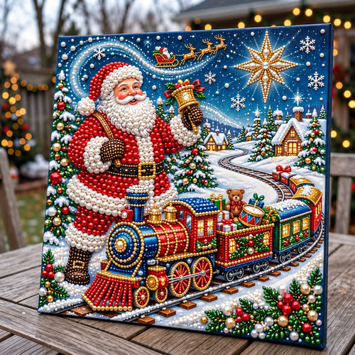 Santa Toy Train Express DIY Diamond Pearl Art Kit GFTOPND3801