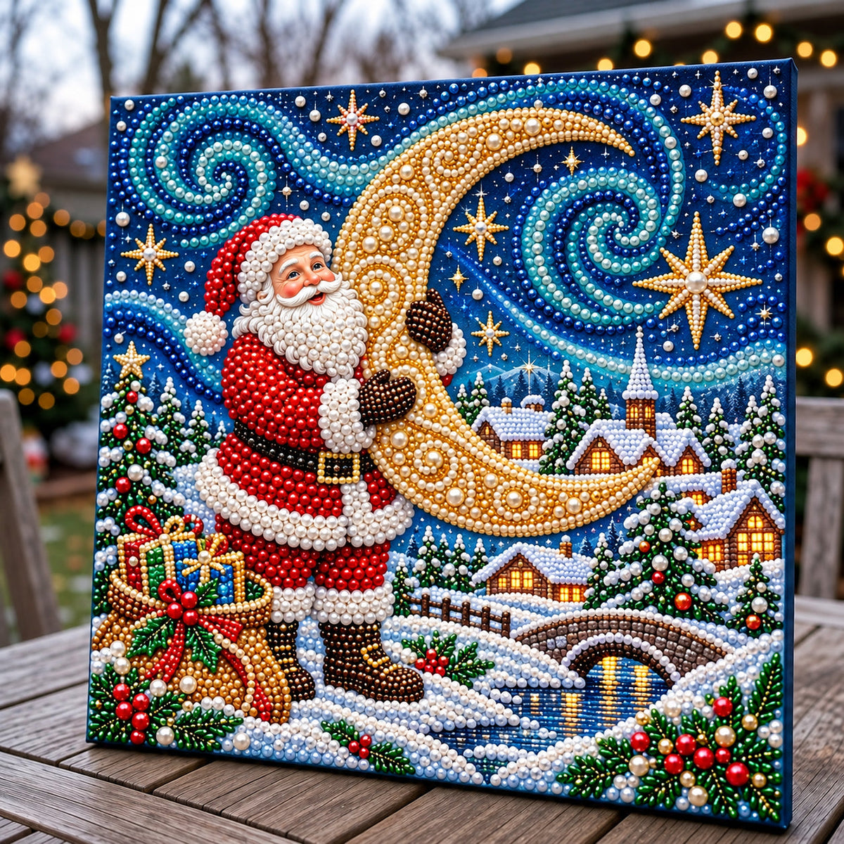 Santa Christmas Moon DIY Diamond Pearl Art Kit GFTOPND3802