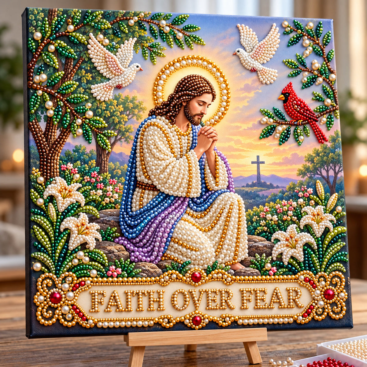 Faith Over Fear DIY Diamond Pearl Art Kit GFTOPND3817