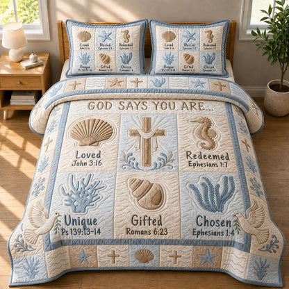 God Says Your Are 3-Piece Quilted Bedding Set GFTOPND386