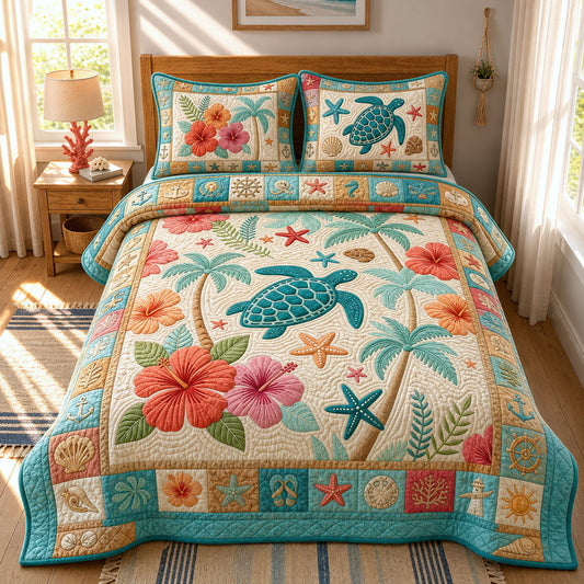 Ocean Creatures 3-Piece Quilted Bedding Set GFTOPND390
