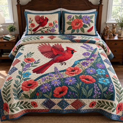 Cardinal Flying 3-Piece Quilted Bedding Set GFTOPND3917