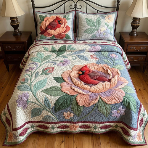 Cardinal Resting 3-Piece Quilted Bedding Set GFTOPND3918