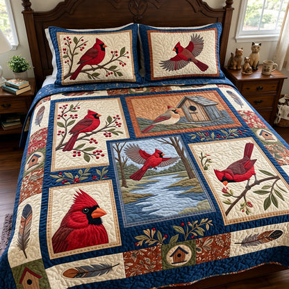 Cardinal Patchwork 3-Piece Quilted Bedding Set GFTOPND3932
