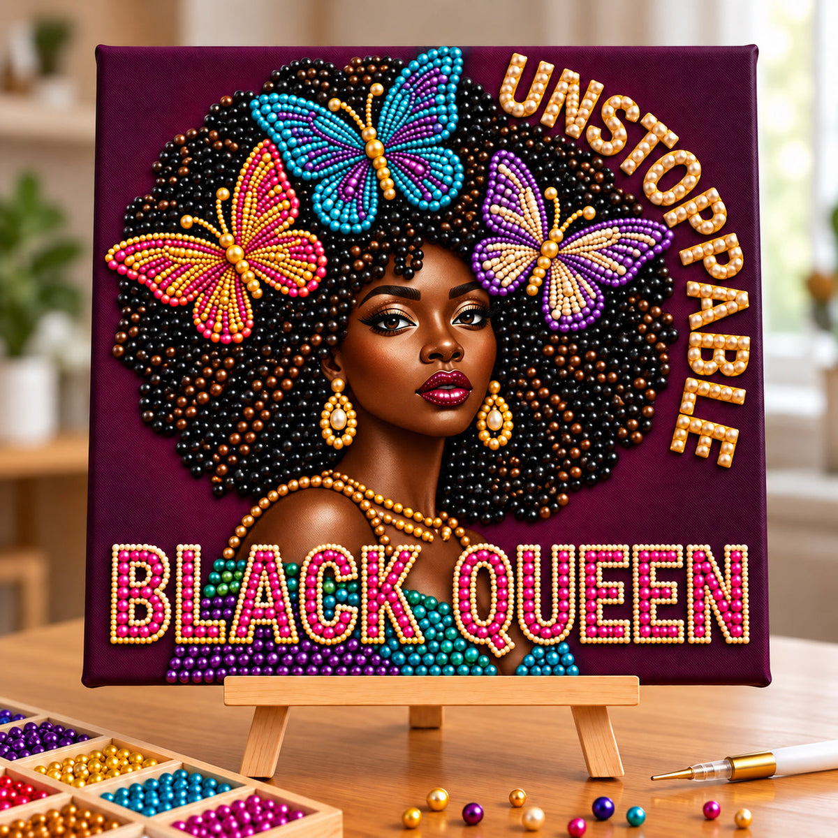 Unstoppable Black Queen DIY Diamond Pearl Art Kit GFTOPND3967