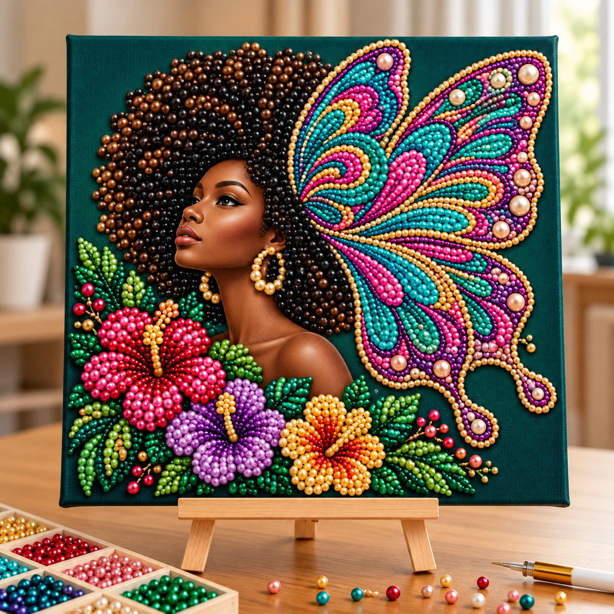 Afro Butterfly Empress DIY Diamond Pearl Art Kit GFTOPND3969