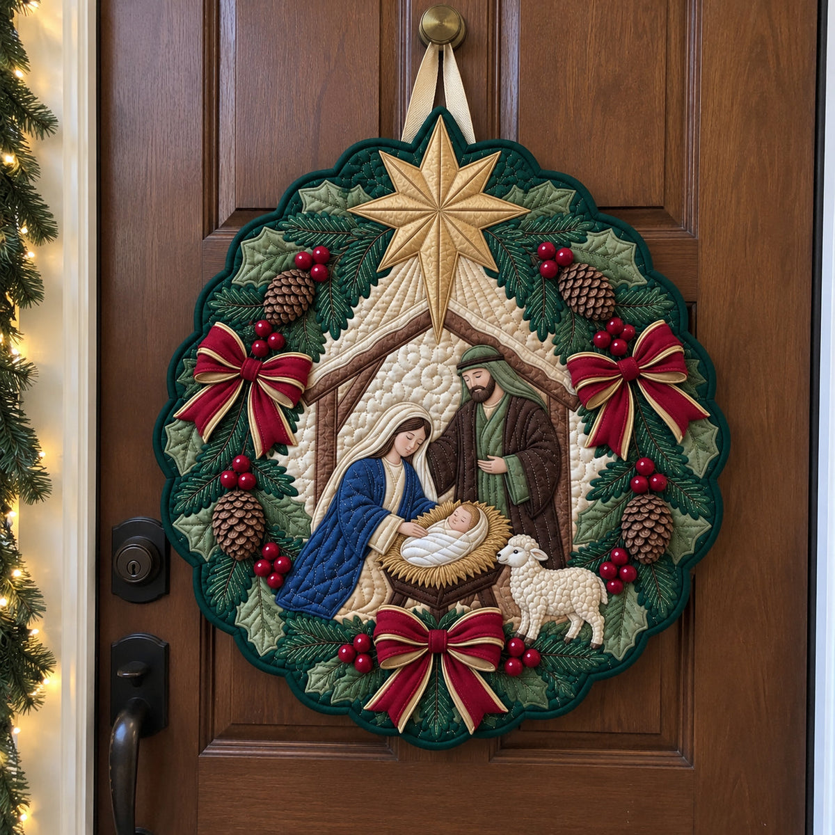 Wreath Of Hope Custom Shape Quilted Door Hanger GFTOPND4014