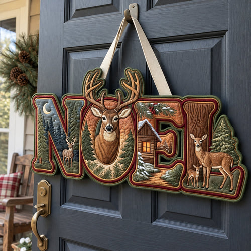 Hunting NOEL Custom Shape Quilted Door Hanger GFTOPND4018