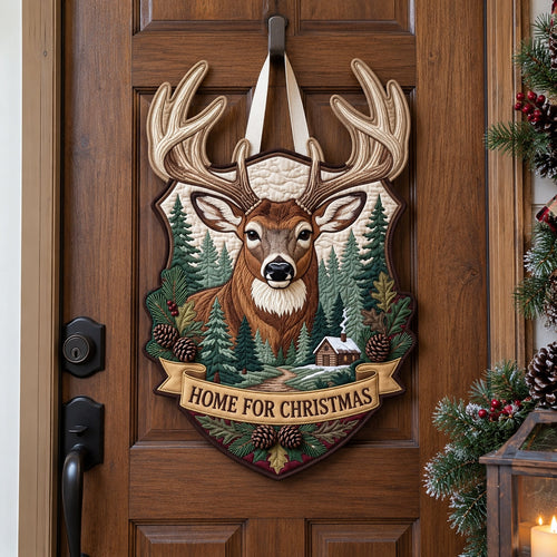 Home For Christmas Custom Shape Quilted Door Hanger GFTOPND4019