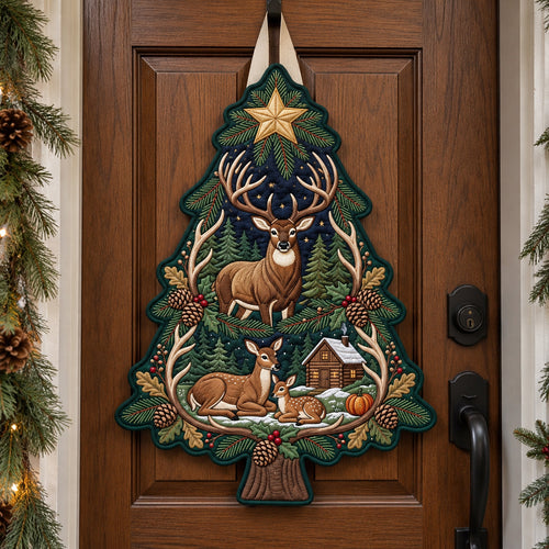 Woodland Hunting Christmas Custom Shape Quilted Door Hanger GFTOPND4021