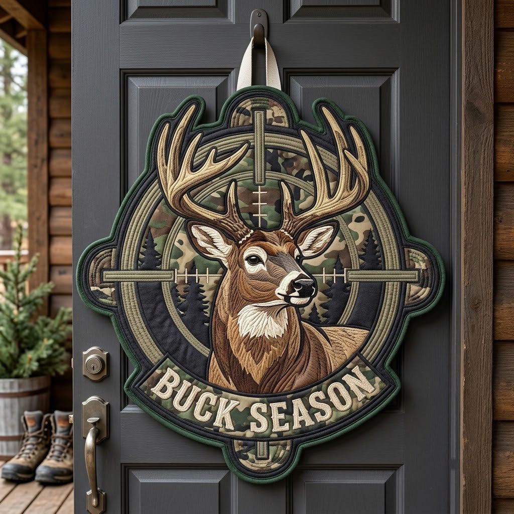 Buck Season Custom Shape Quilted Door Hanger GFTOPND4023