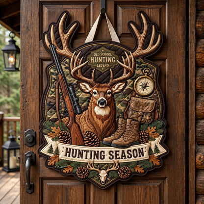 Old School Hunting Legend Custom Shape Quilted Door Hanger GFTOPND4024