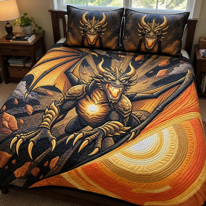 Golden Sunfang 3-Piece Quilted Bedding Set GFTOPND4031