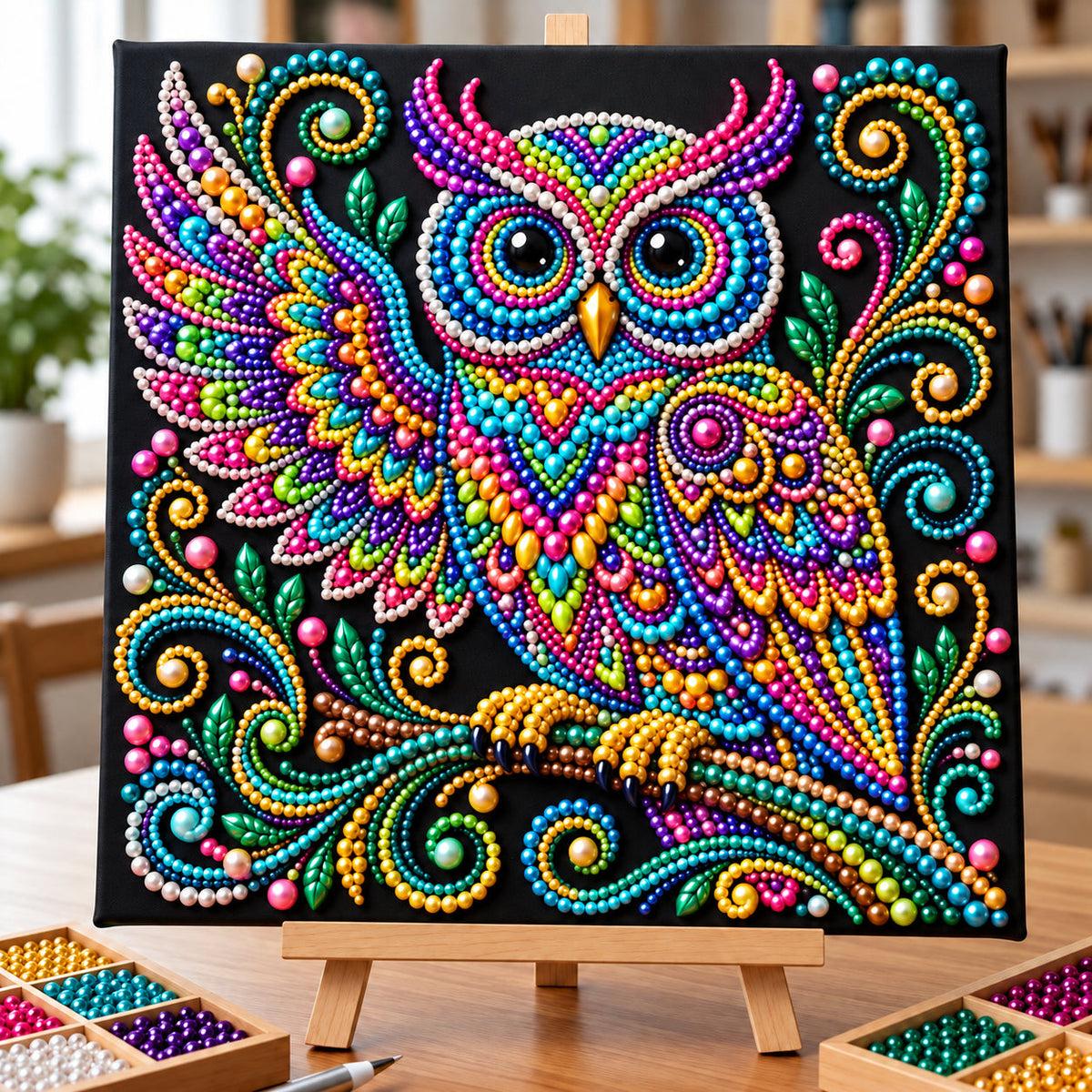 Psychedelic Rainbow Owl DIY Diamond Pearl Art Kit GFTOPND4067