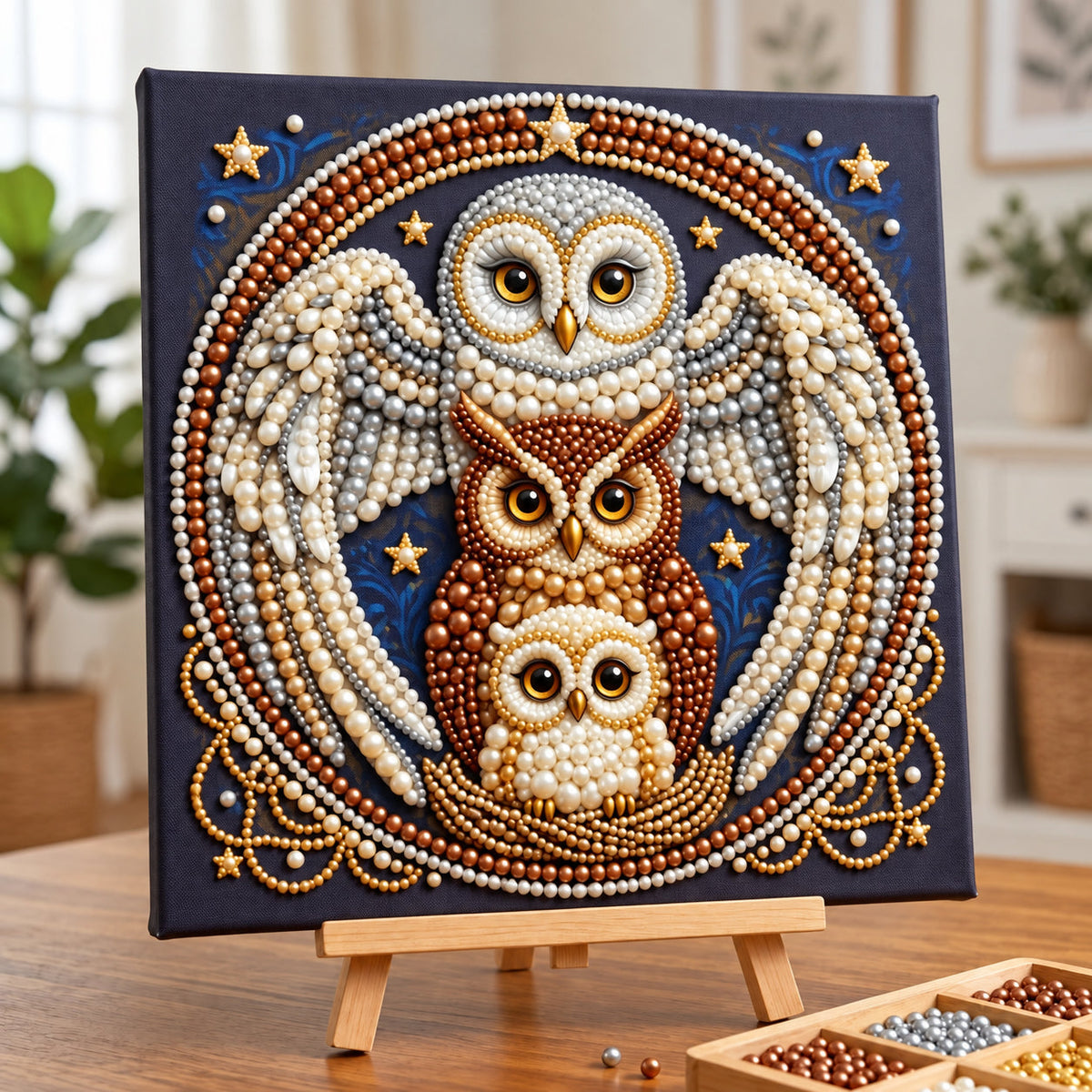 Owl Family Sanctuary DIY Diamond Pearl Art Kit GFTOPND4071