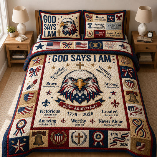 God Says I Am 3-Piece Quilted Bedding Set GFTOPND434